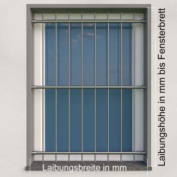 Fenstergitter abnehmbar 30x30mm / Höhe 900 - 1599mm / 3 Gurte